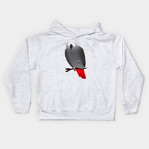African Grey Parrot Perching and Sleeping on a Branch Kids Hoodie by Einstein Parrot